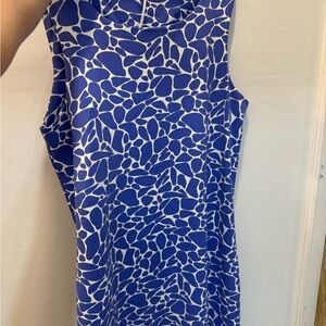 MAHI GOLD Blue and White Patterned Midi Dress